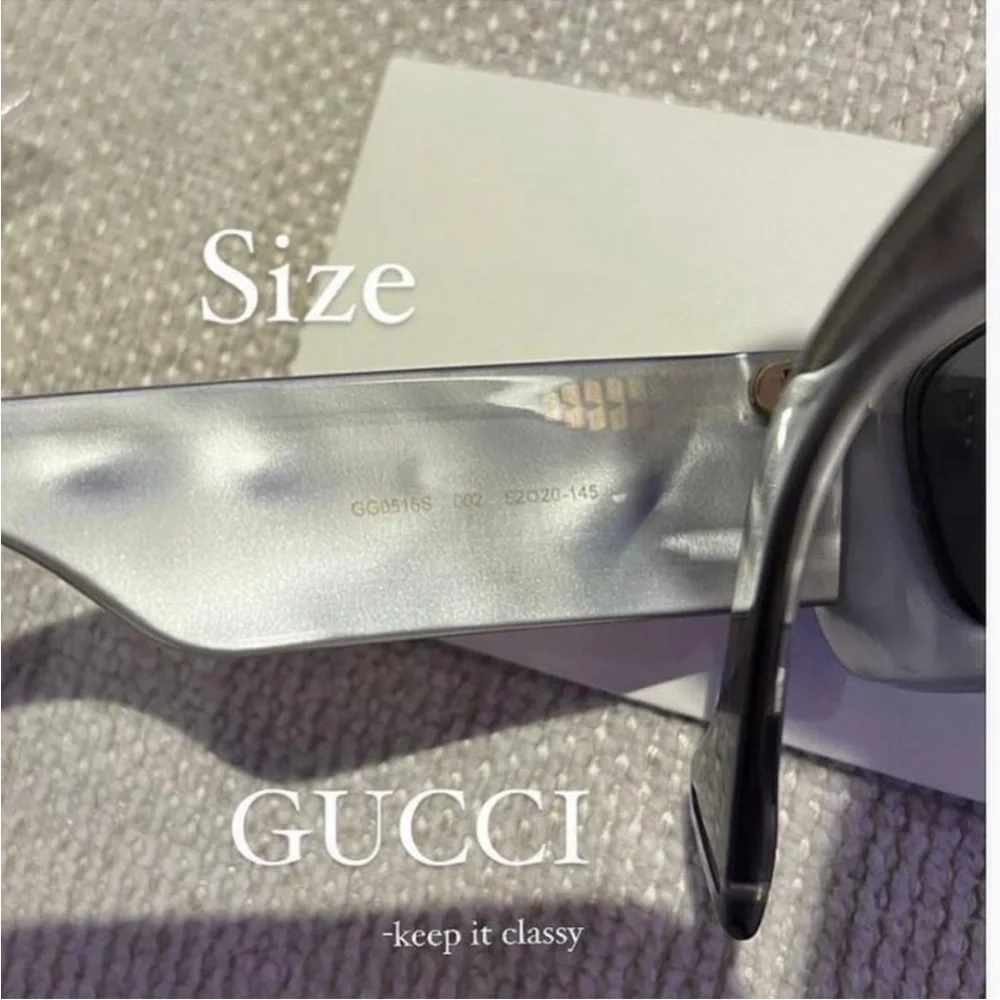 New GUCCI Monochromatic Rectangle Sunglasses w/ Interlocking G Temples